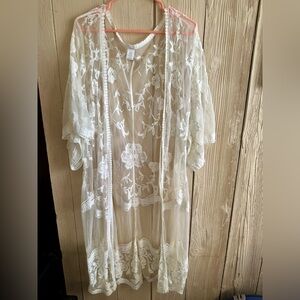 Sheer Floral Lace Kimono